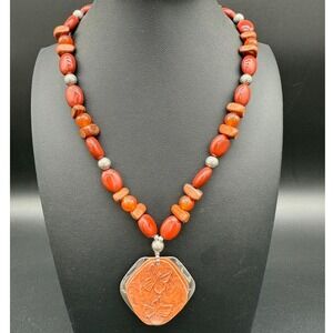 Andrew Rodriguez For Carolyn Pollack Sterling Pendant Necklace Jasper‎ Carnelian